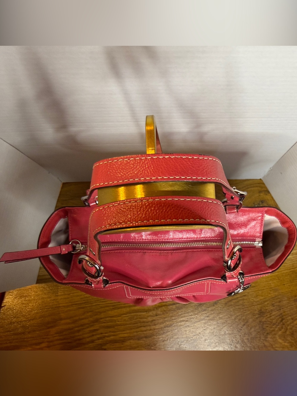 🩷Coach F13761 Hot Pink Patent Leather Tote Bag🩷 with Charm 🔥COA included - Picture 5 of 16